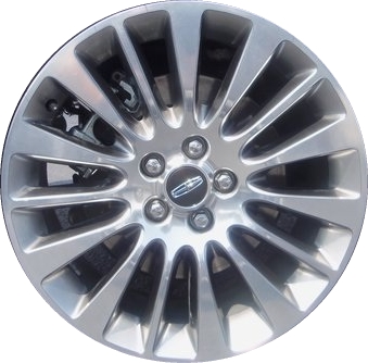 Lincoln MKC 2015-2018 hyper grey polished 18x8 aluminum wheels or rims. Hollander part number ALY10018, OEM part number EJ7Z1007B.
